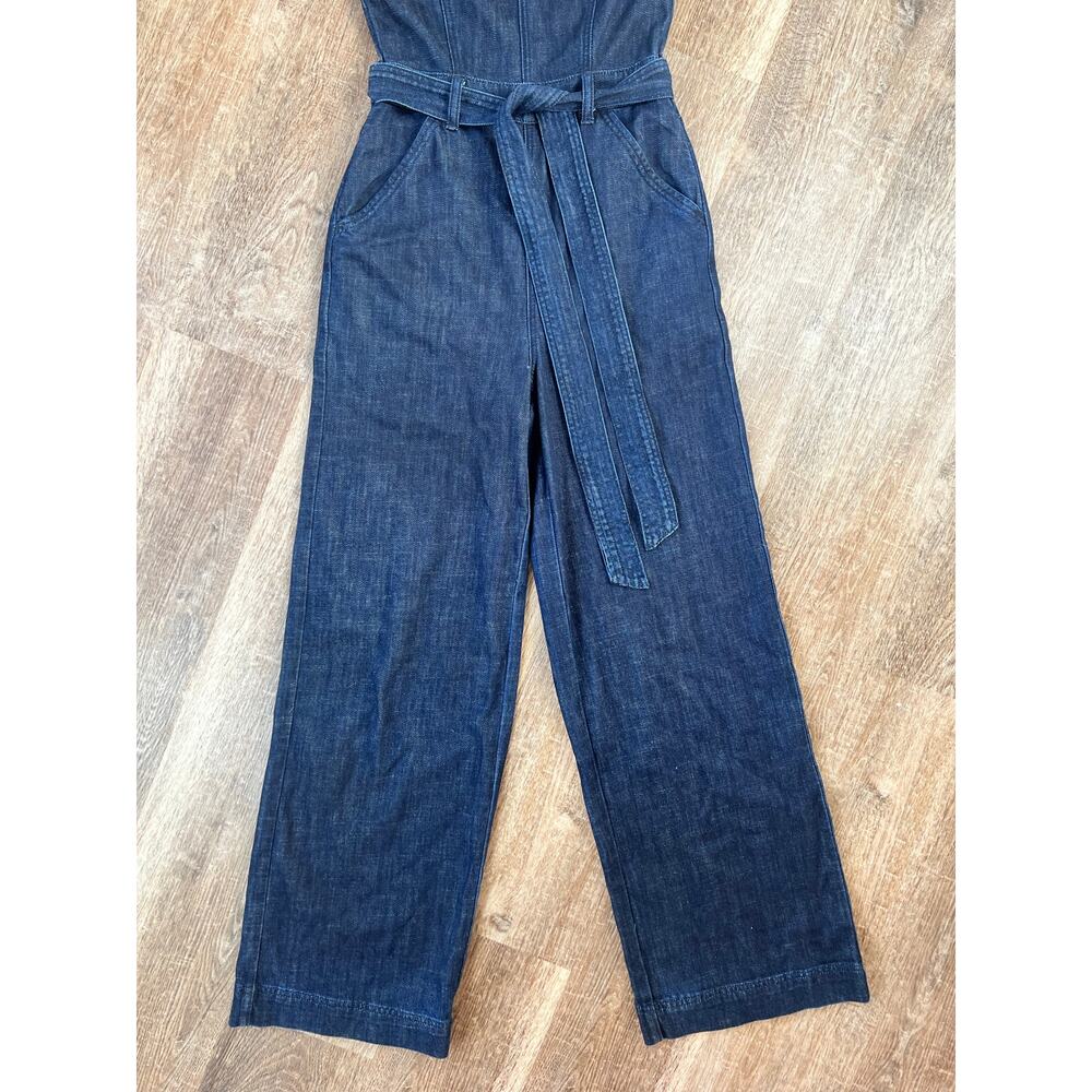 American Eagle Denim V-Neck Jumpsuit Wide Leg Relaxed Fit - Picture 6 of 7